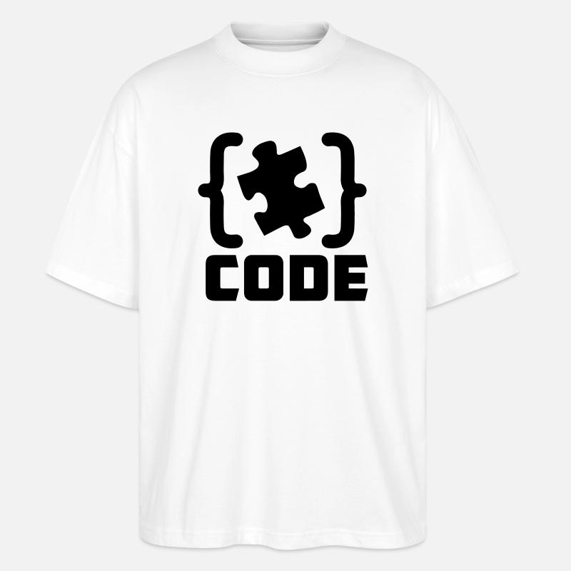 programmer Code puzzle piece solving - Stanley/Stella Oversized Unisex Organic T-shirt Blaster 2.0 - white