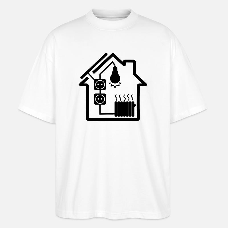 Haus mit Solarenergie - Stanley/Stella Oversized Unisex Bio T-Shirt Blaster 2.0 - Weiß