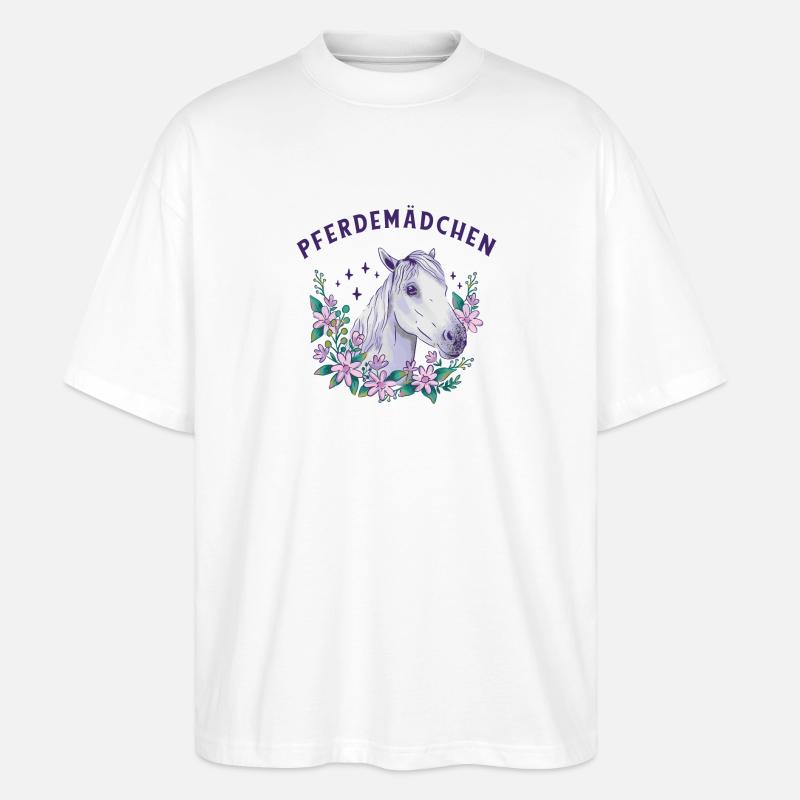 Pferdemädchen - Stanley/Stella Oversized Unisex Bio T-Shirt Blaster 2.0 - Weiß