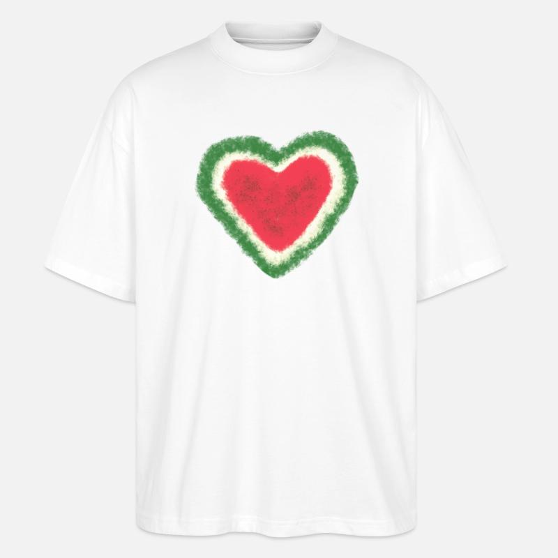 Melone, Wassermelone, Aquarell, Herz - Stanley/Stella Oversized Unisex Bio T-Shirt Blaster 2.0 - Weiß