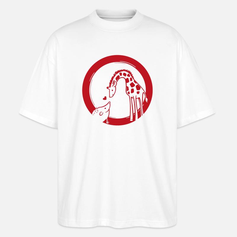 Amour de girafe et hérisson - T-shirt bio Blaster 2.0 coupe oversize Stanley/Stella Unisexe - blanc