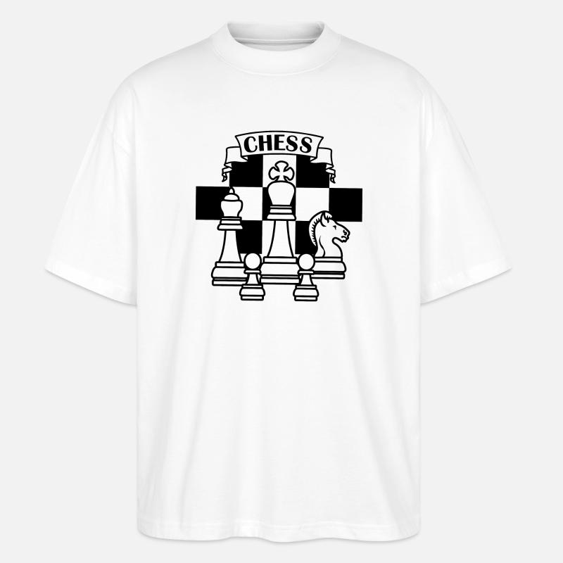 Pièces d’échecs blanches - T-shirt bio Blaster 2.0 coupe oversize Stanley/Stella Unisexe - blanc