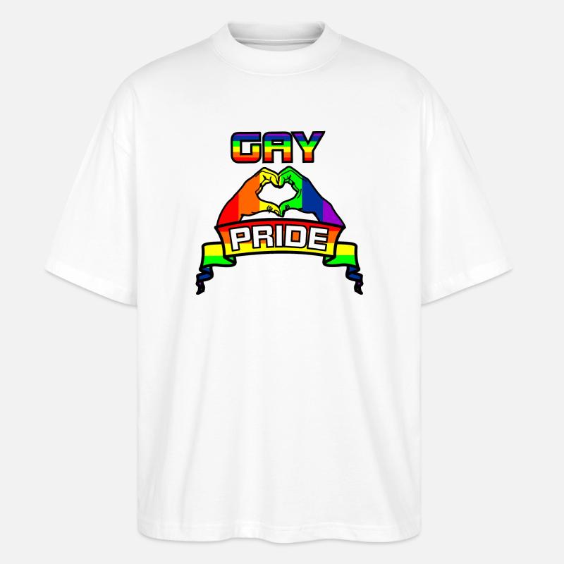 Regenbogen Gay Pride Logo 4 - Stanley/Stella Oversized Unisex Bio T-Shirt Blaster 2.0 - Weiß