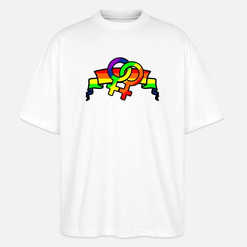 Regenbogen lesbies stolzes Logo - Stanley/Stella Oversized Unisex Bio T-Shirt Blaster 2.0 - Weiß
