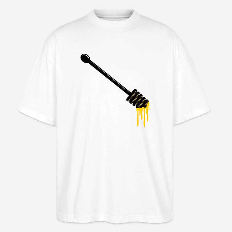 Honiglöffel mit Honig - Stanley/Stella Oversized Unisex Bio T-Shirt Blaster 2.0 - Weiß