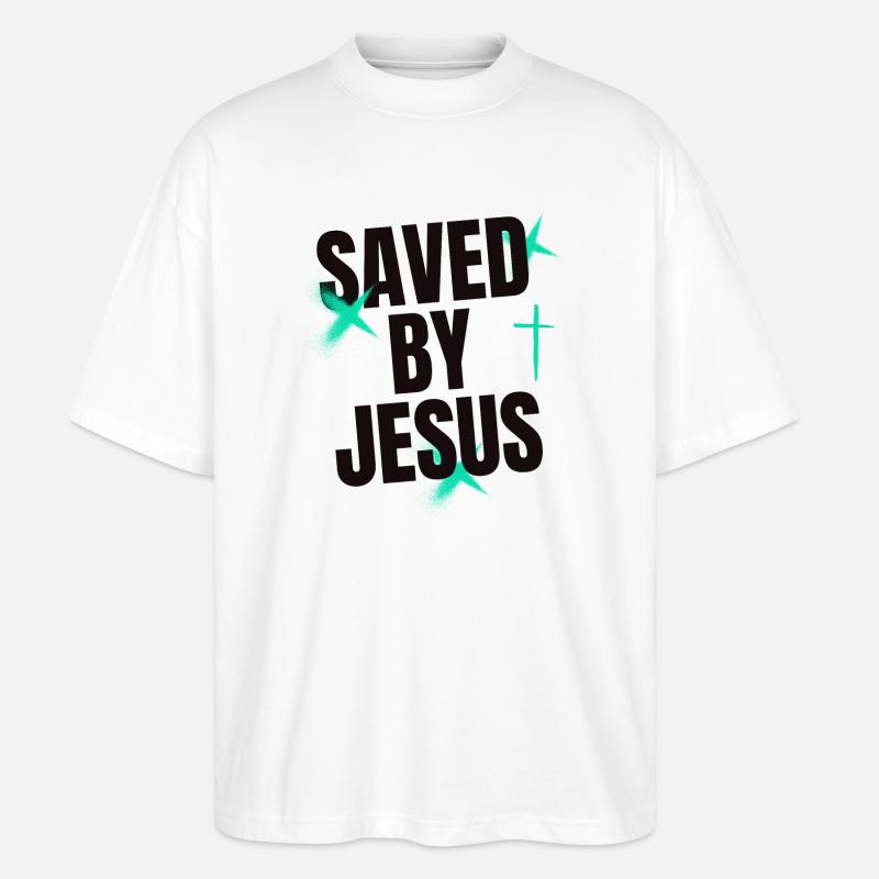 Saved by Jesus - Stanley/Stella Oversized Unisex Bio T-Shirt Blaster 2.0 - Weiß