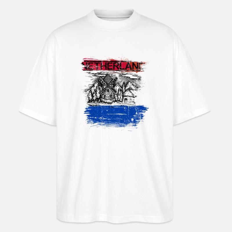 Niederlande Windmill Vista - Stanley/Stella Oversized Unisex Bio T-Shirt Blaster 2.0 - Weiß