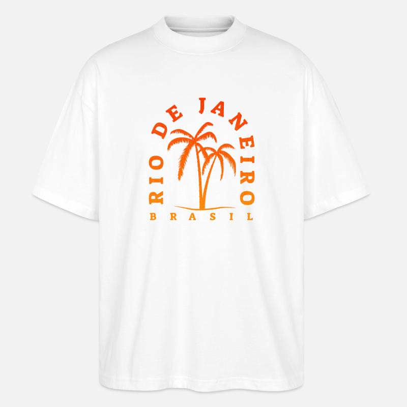 Rio de Janeiro Palm Tree Retro - Stanley/Stella Oversized Unisex Bio T-Shirt Blaster 2.0 - Weiß