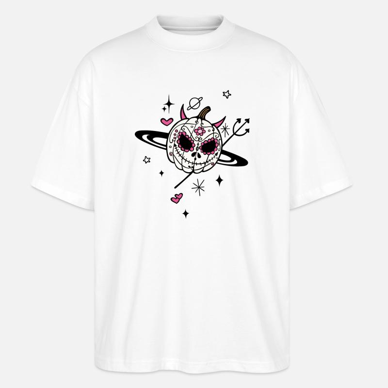 Pumpkin Devil Univers d’Halloween - T-shirt bio Blaster 2.0 coupe oversize Stanley/Stella Unisexe - blanc