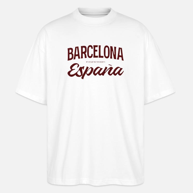 Barcelona Spanien Script Logo - Stanley/Stella Oversized Unisex Bio T-Shirt Blaster 2.0 - Weiß