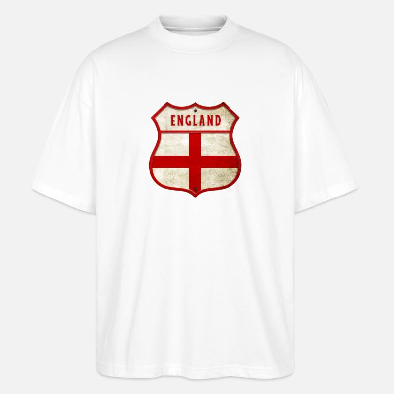 Armoiries des drapeaux de l'Angleterre - T-shirt bio Blaster 2.0 coupe oversize Stanley/Stella Unisexe - blanc