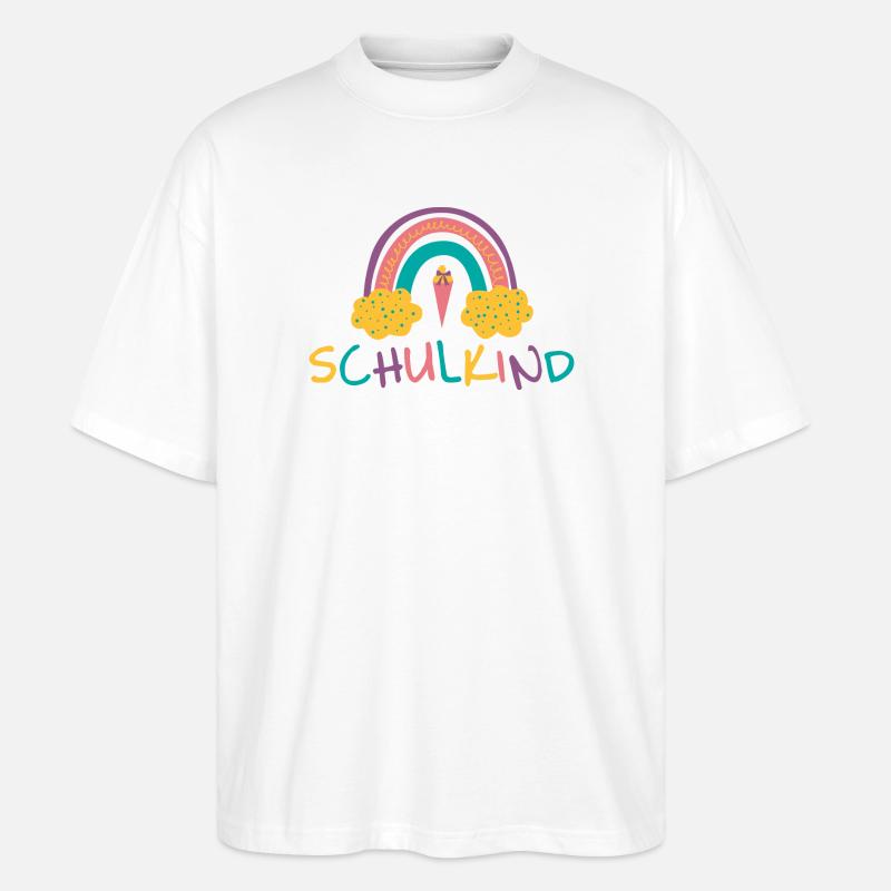 Schulkind - Regenbogen (2) - Stanley/Stella Oversized Unisex Bio T-Shirt Blaster 2.0 - Weiß