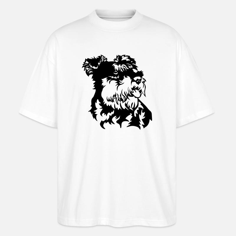 Zwergschnauzer Kopf - Stanley/Stella Oversized Unisex Bio T-Shirt Blaster 2.0 - Weiß