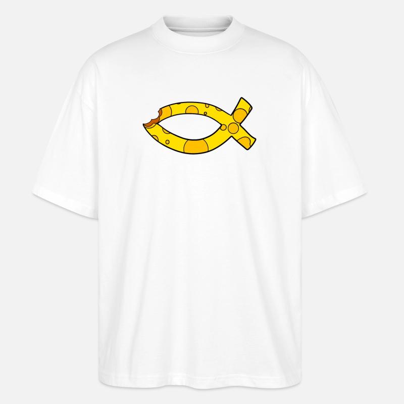 Fisch Symbol Käse - Stanley/Stella Oversized Unisex Bio T-Shirt Blaster 2.0 - Weiß
