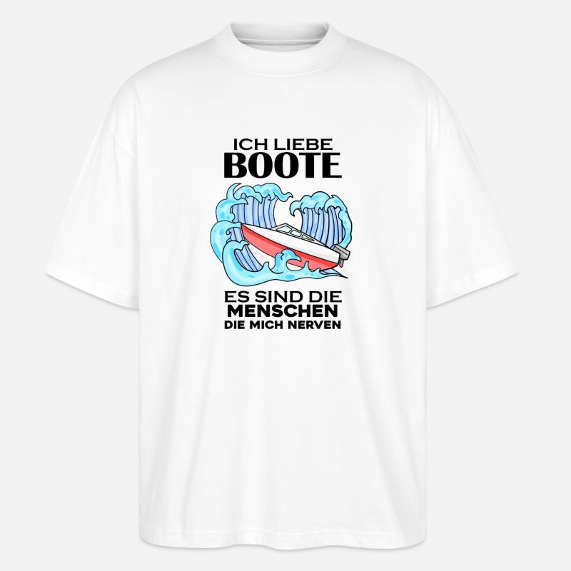Motorboot Kapitän Bootsführerschein - Stanley/Stella Oversized Unisex Bio T-Shirt Blaster 2.0 - Weiß