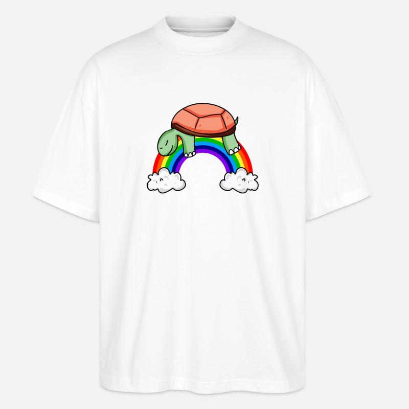 Regenbogen Schildkröte - Stanley/Stella Oversized Unisex Bio T-Shirt Blaster 2.0 - Weiß