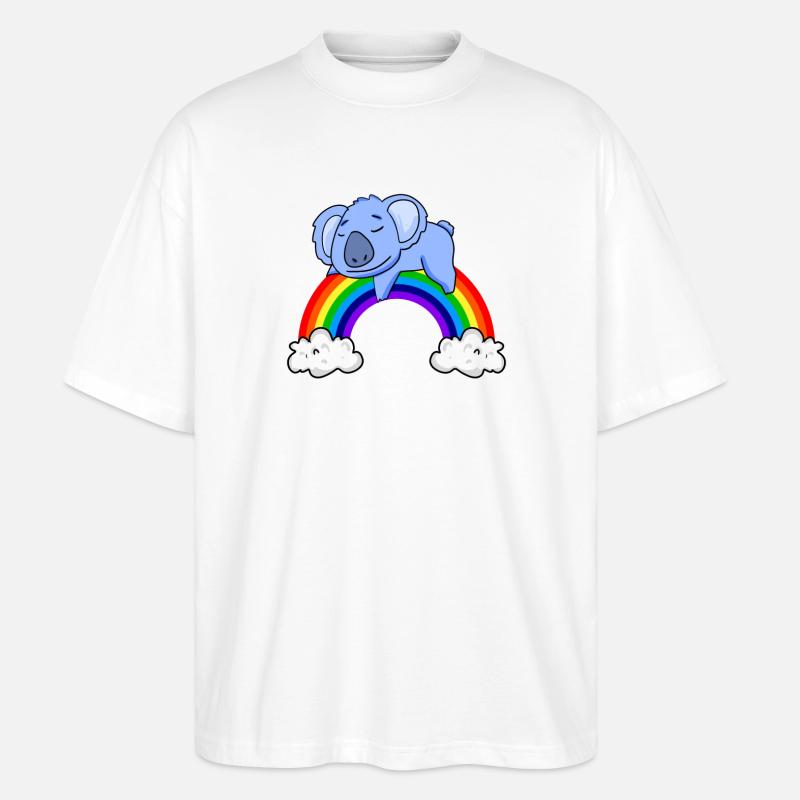 Regenbogen Koala - Stanley/Stella Oversized Unisex Bio T-Shirt Blaster 2.0 - Weiß