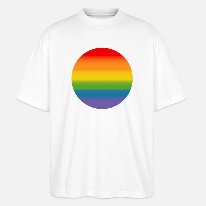 Regenbogen Verlauf Round - Stanley/Stella Oversized Unisex Bio T-Shirt Blaster 2.0 - Weiß