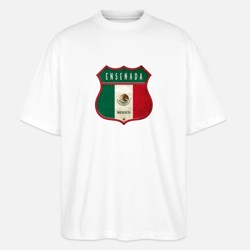 Ensenada Mexiko Wappen Design - Stanley/Stella Oversized Unisex Bio T-Shirt Blaster 2.0 - Weiß