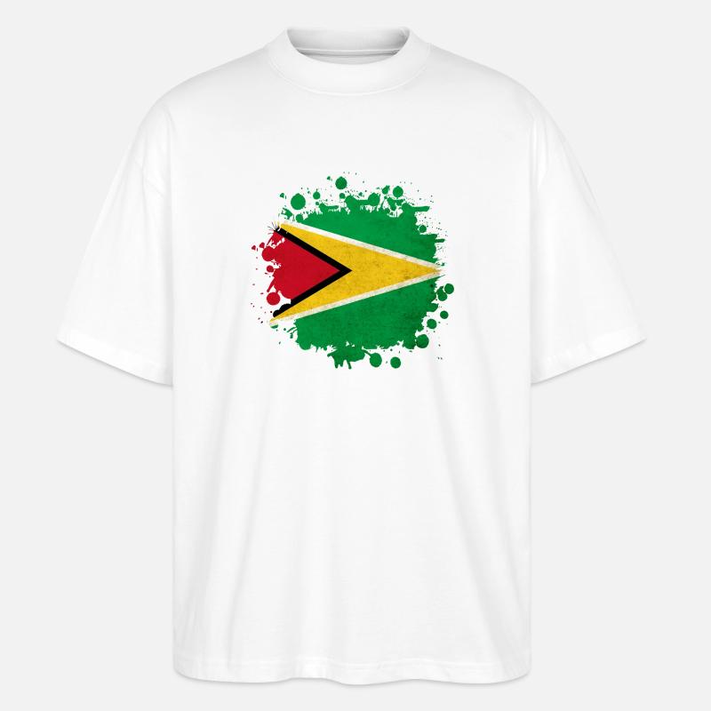 Guyana Flagge Klecks - Stanley/Stella Oversized Unisex Bio T-Shirt Blaster 2.0 - Weiß