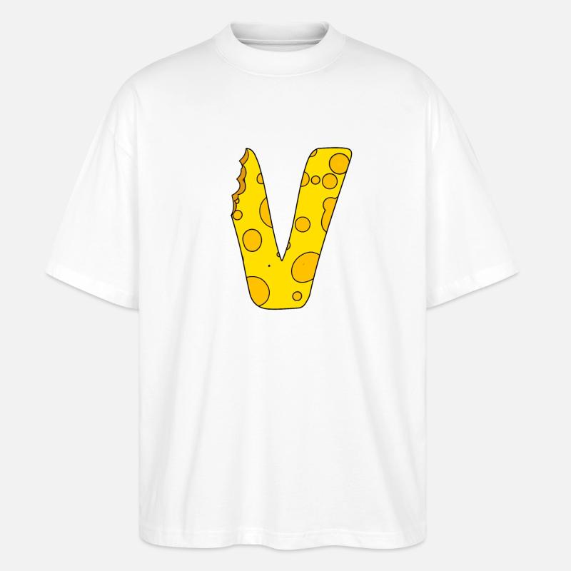 Buchstabe V - Stanley/Stella Oversized Unisex Bio T-Shirt Blaster 2.0 - Weiß