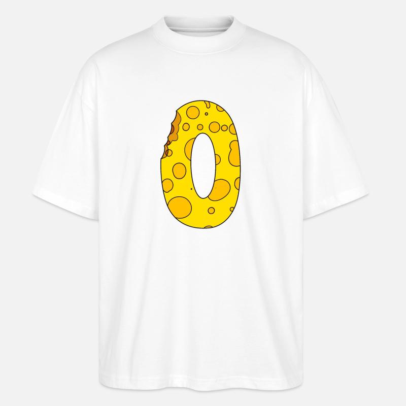 Zahl 0 Ziffer Käse - Stanley/Stella Oversized Unisex Bio T-Shirt Blaster 2.0 - Weiß
