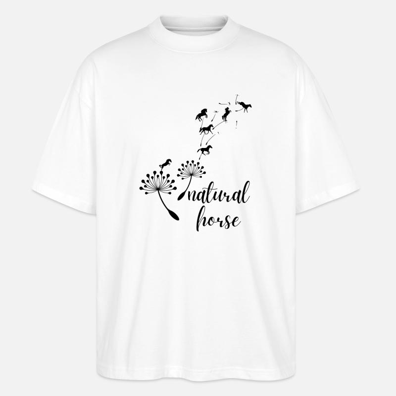 Natural Horse mit Blumen - Stanley/Stella Oversized Unisex Bio T-Shirt Blaster 2.0 - Weiß