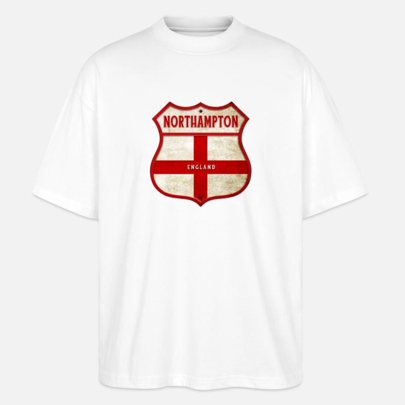 Northampton England Wappen - Stanley/Stella Oversized Unisex Bio T-Shirt Blaster 2.0 - Weiß