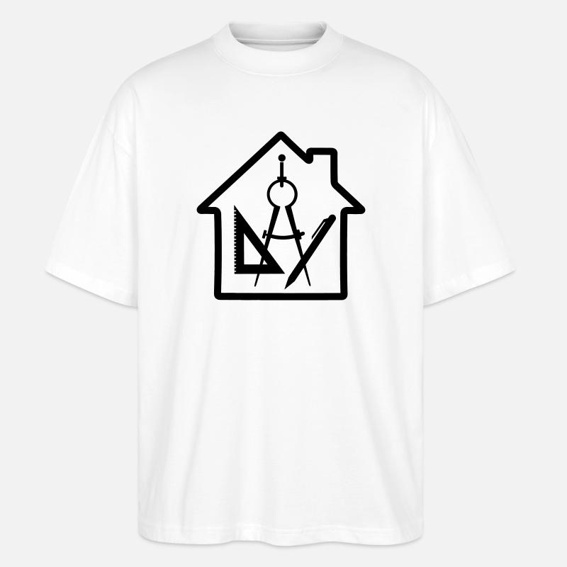 Logo Architecte Maison Dessin - T-shirt bio Blaster 2.0 coupe oversize Stanley/Stella Unisexe - blanc