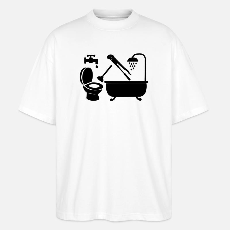 Logo Klempnerfirma - Stanley/Stella Oversized Unisex Bio T-Shirt Blaster 2.0 - Weiß