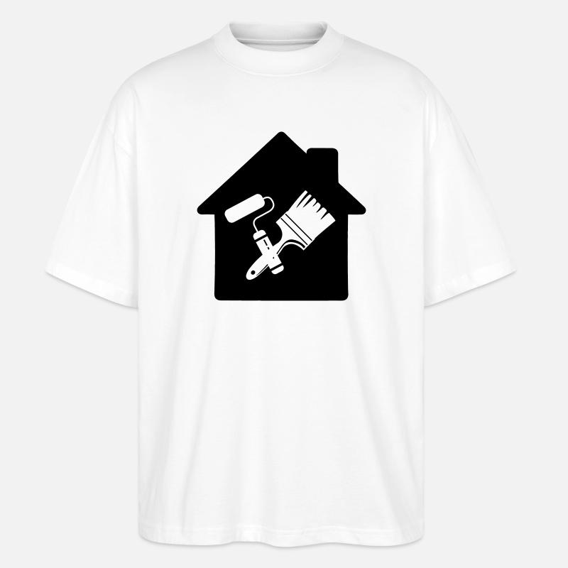 Malerrolle und Pinsel - Stanley/Stella Oversized Unisex Bio T-Shirt Blaster 2.0 - Weiß