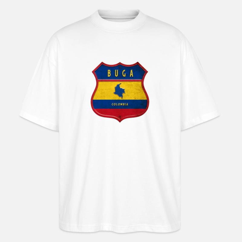 Buga Kolumbien Wappen Design - Stanley/Stella Oversized Unisex Bio T-Shirt Blaster 2.0 - Weiß