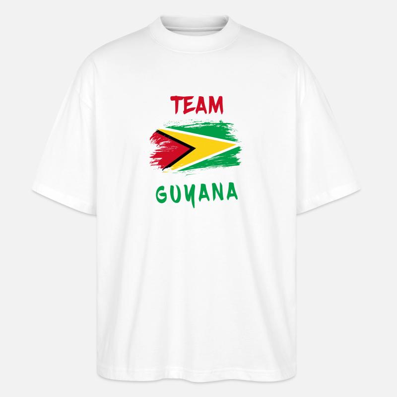 Drapeaux de l'équipe Guyane - T-shirt bio Blaster 2.0 coupe oversize Stanley/Stella Unisexe - blanc