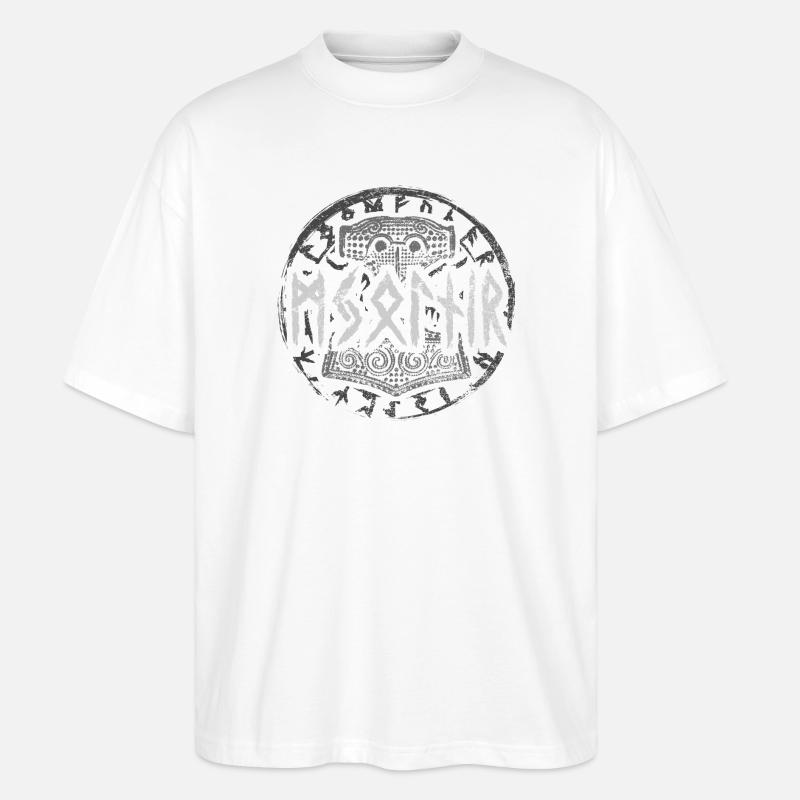 Mjolnir Runes - Stanley/Stella Oversized Unisex Bio T-Shirt Blaster 2.0 - Weiß