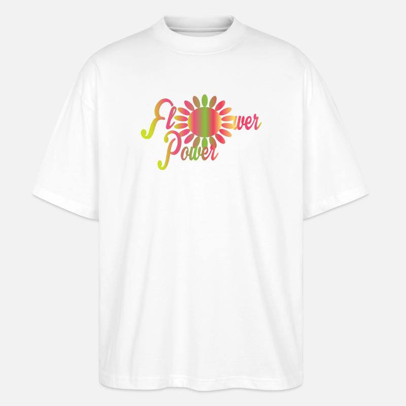 Blumen Power - Stanley/Stella Oversized Unisex Bio T-Shirt Blaster 2.0 - Weiß
