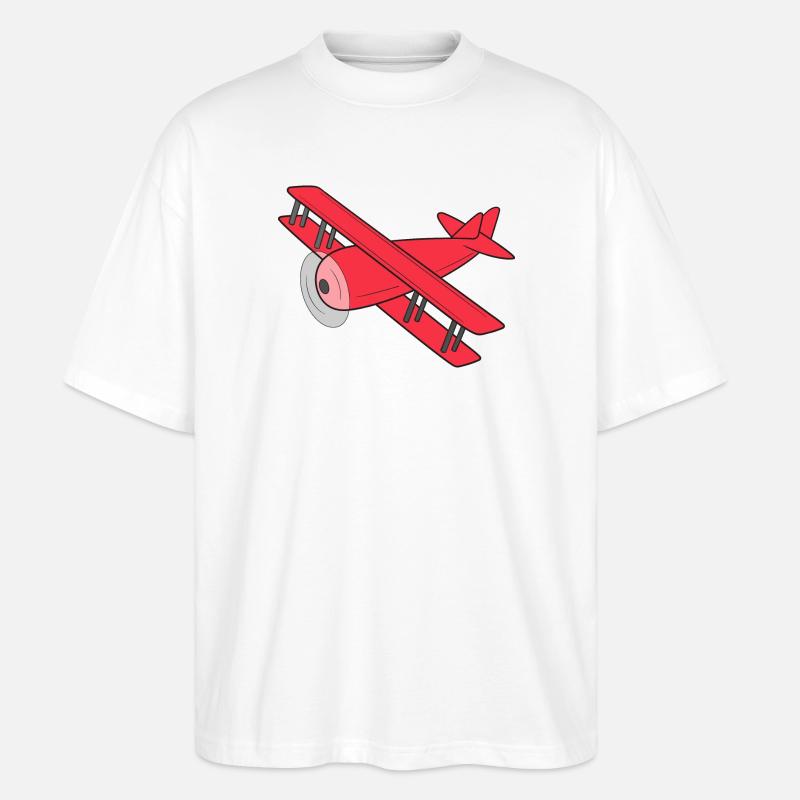 Flugzeug Doppeldecker - Stanley/Stella Oversized Unisex Bio T-Shirt Blaster 2.0 - Weiß