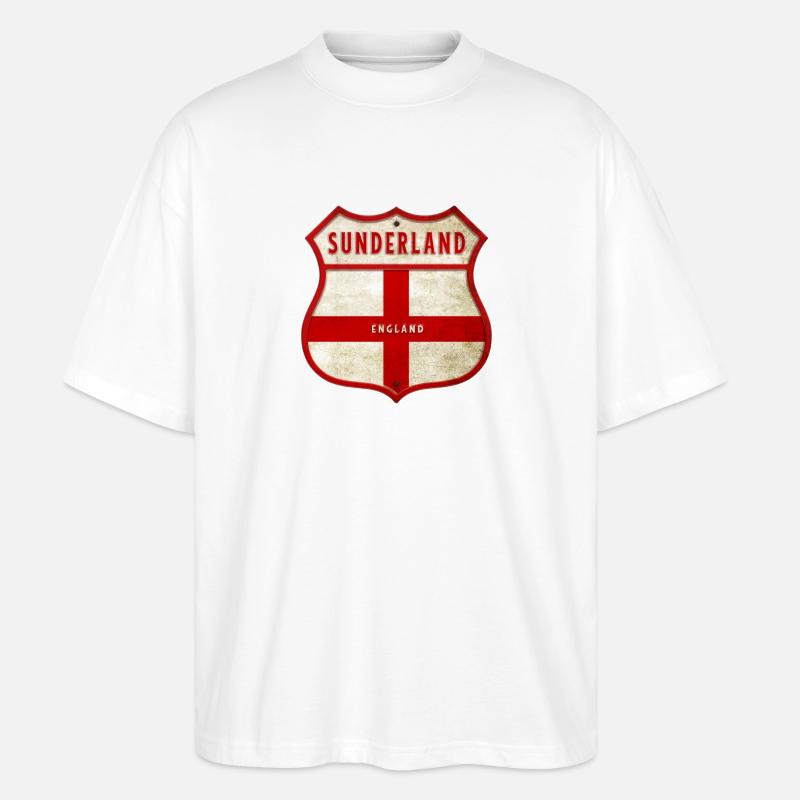 Sunderland England Wappen - Stanley/Stella Oversized Unisex Bio T-Shirt Blaster 2.0 - Weiß