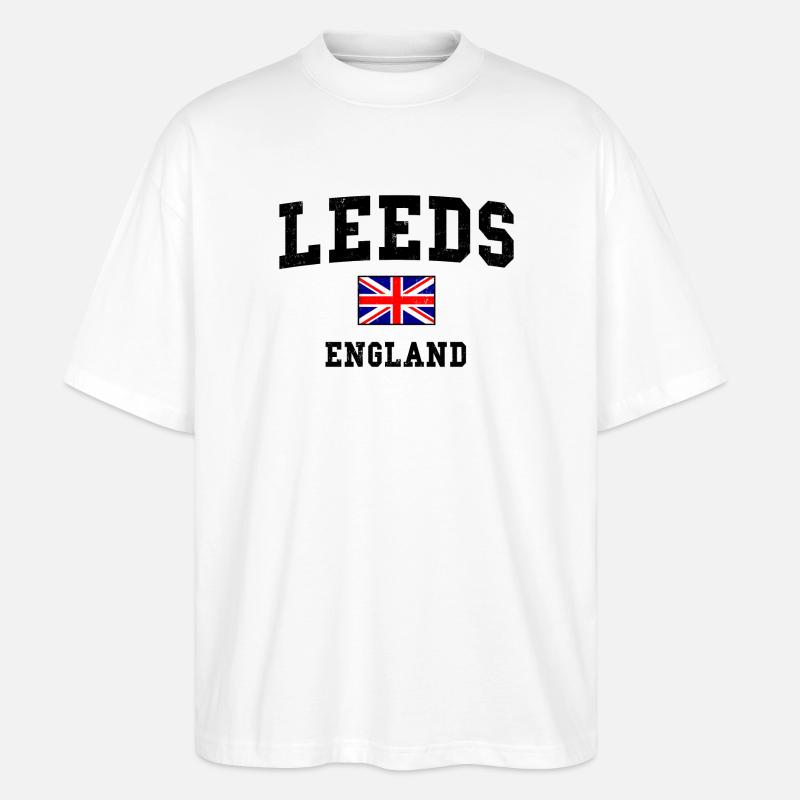Conception du drapeau de Leeds, Angleterre - T-shirt bio Blaster 2.0 coupe oversize Stanley/Stella Unisexe - blanc