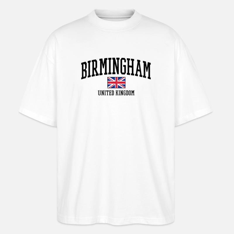 Conception de Birmingham avec drapeau britannique - T-shirt bio Blaster 2.0 coupe oversize Stanley/Stella Unisexe - blanc