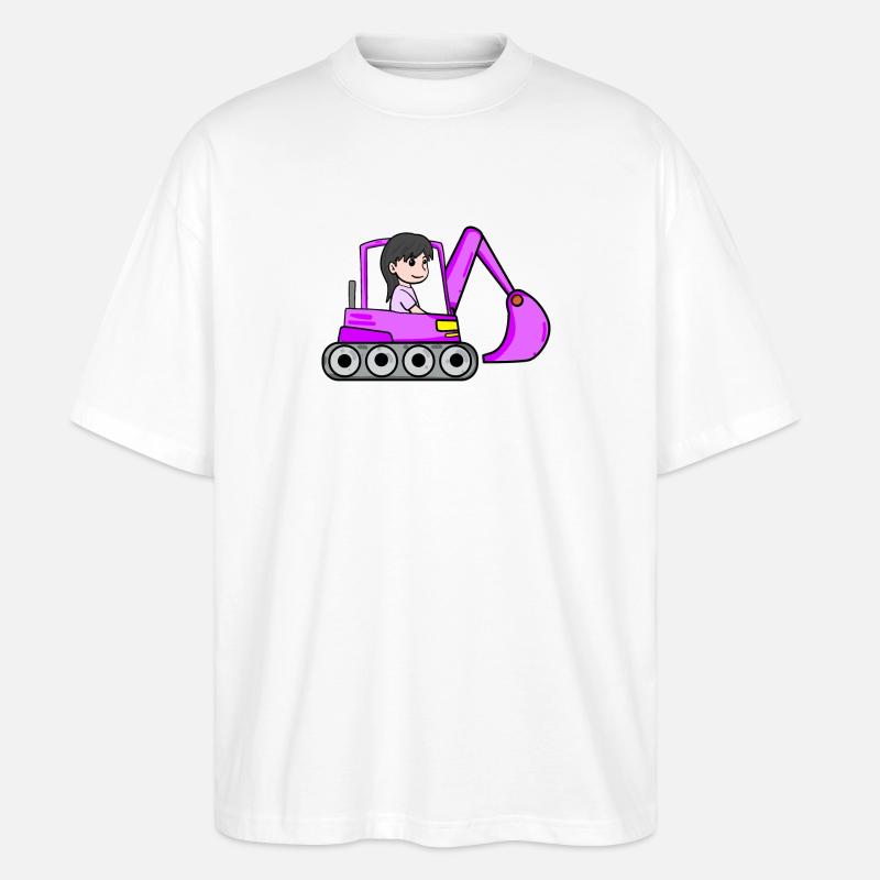 Rosa Bagger Mädchen - Stanley/Stella Oversized Unisex Bio T-Shirt Blaster 2.0 - Weiß