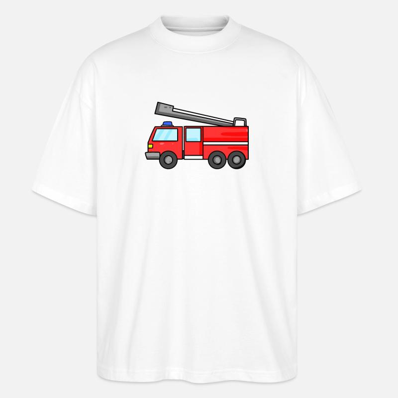 Voiture de pompiers - T-shirt bio Blaster 2.0 coupe oversize Stanley/Stella Unisexe - blanc