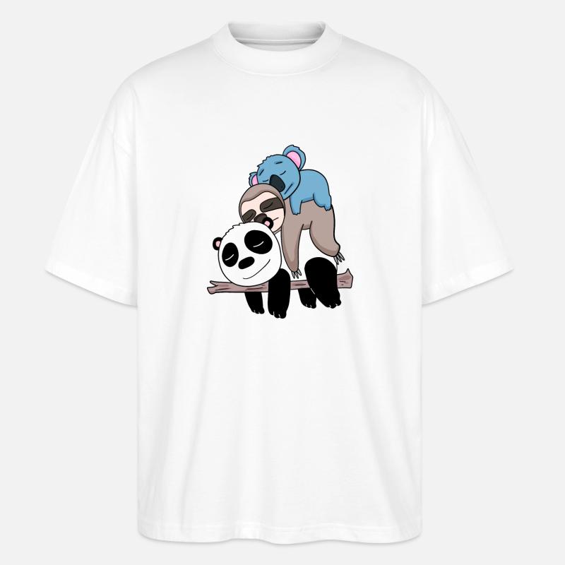 Panda sloth and koala - Stanley/Stella Oversized Unisex Organic T-shirt Blaster 2.0 - white