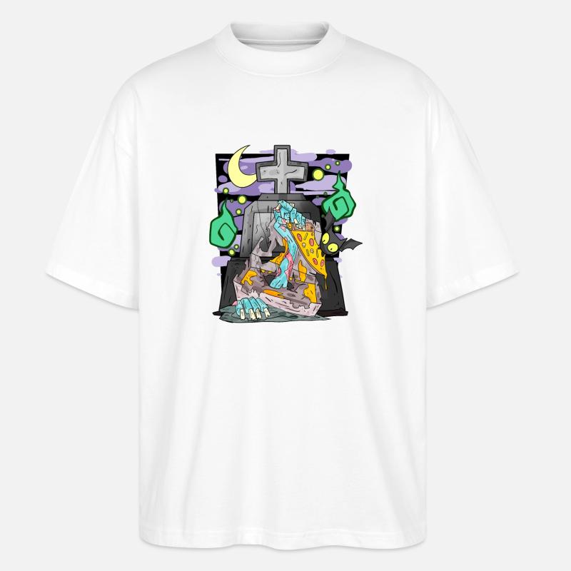 Zombie Grabstein Pizza lustig - Stanley/Stella Oversized Unisex Bio T-Shirt Blaster 2.0 - Weiß