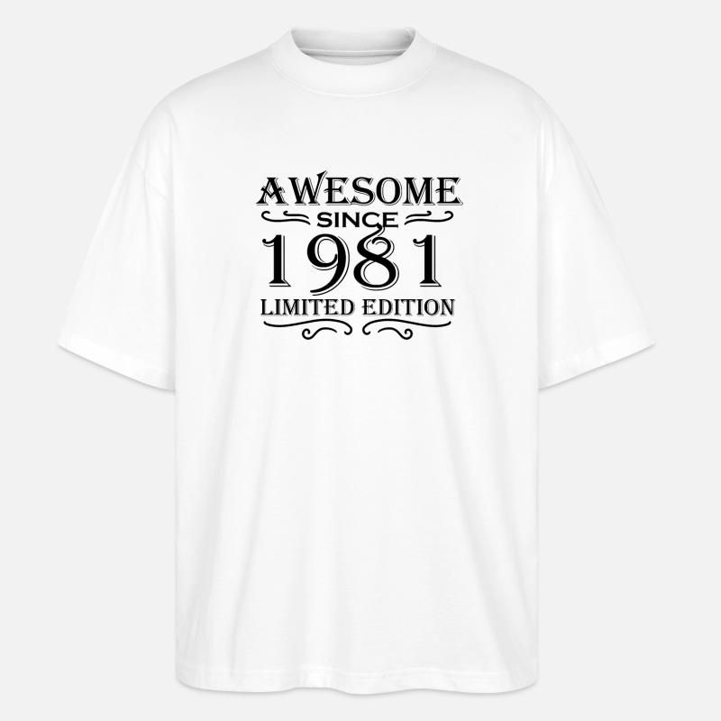 1981 - Born 1981 - Stanley/Stella Oversized Unisex Organic T-shirt Blaster 2.0 - white