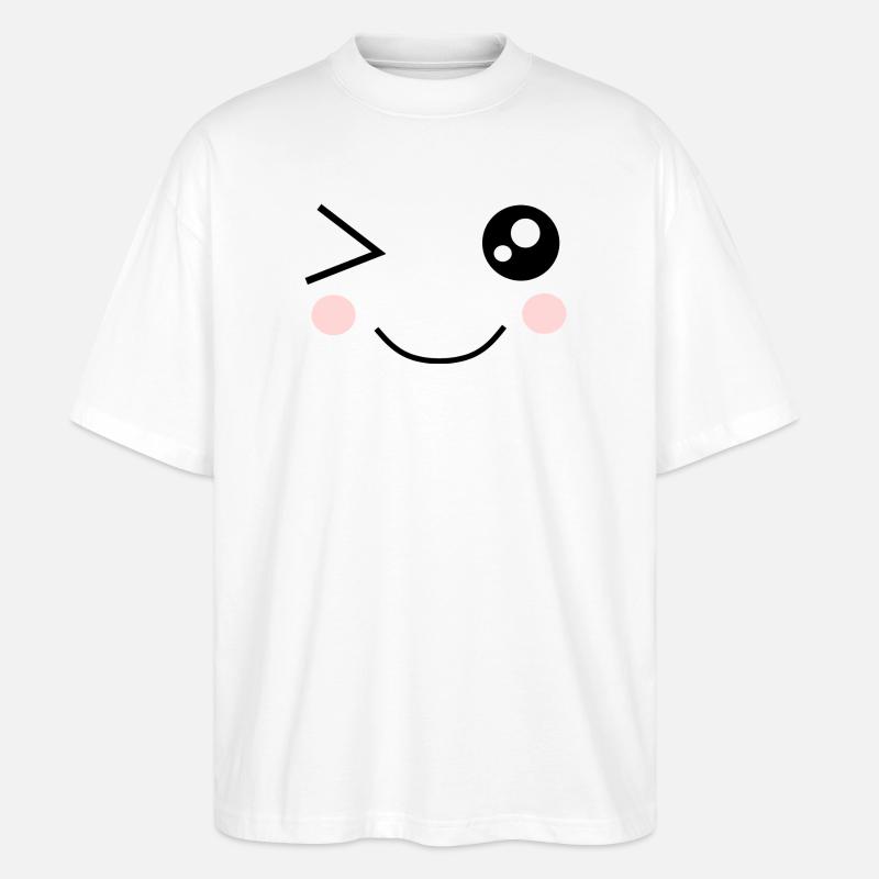 cute Gesicht Kawaii - Stanley/Stella Oversized Unisex Bio T-Shirt Blaster 2.0 - Weiß