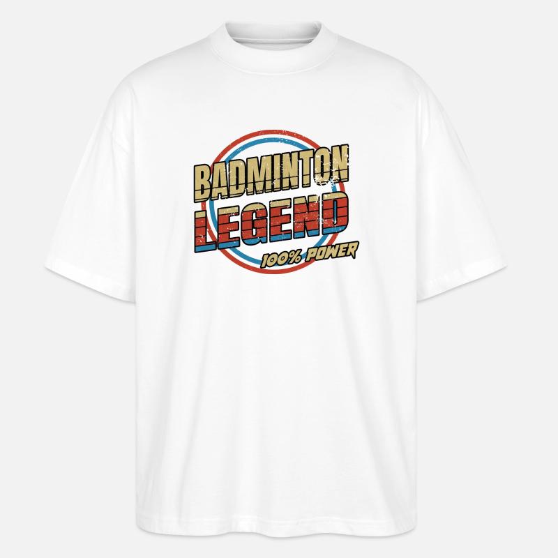 Badminton Legende - Stanley/Stella Oversized Unisex Bio T-Shirt Blaster 2.0 - Weiß