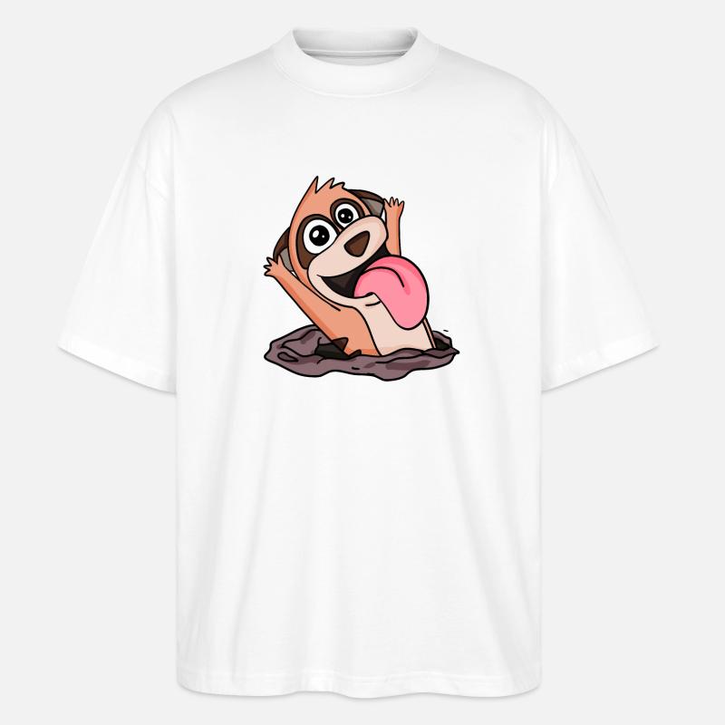 Câlin de suricate mignon - T-shirt bio Blaster 2.0 coupe oversize Stanley/Stella Unisexe - blanc