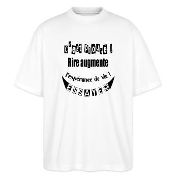 rire - T-shirt bio Blaster 2.0 coupe oversize Stanley/Stella Unisexe - blanc - Devant - Alina (178cm) & Michal (187cm)