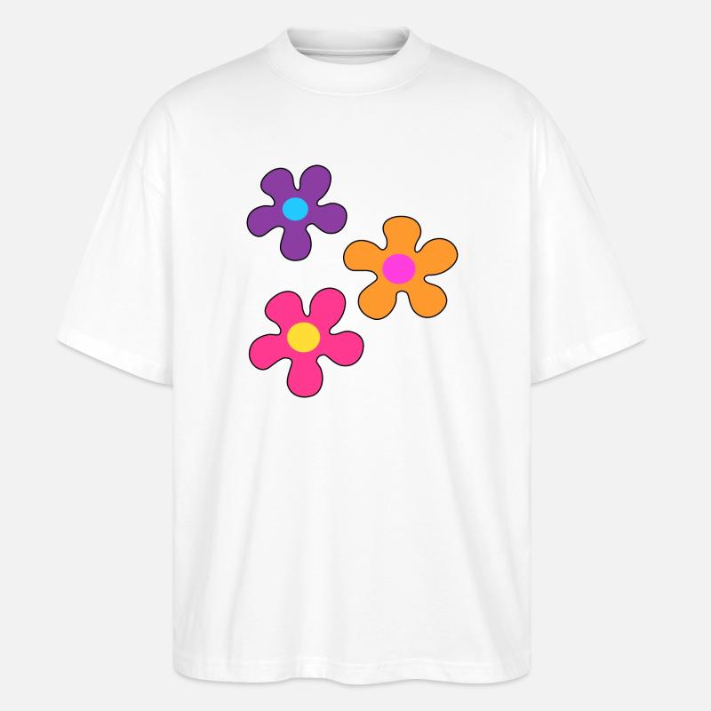 Hippie-Blumen - Stanley/Stella Oversized Unisex Bio T-Shirt Blaster 2.0 - Weiß
