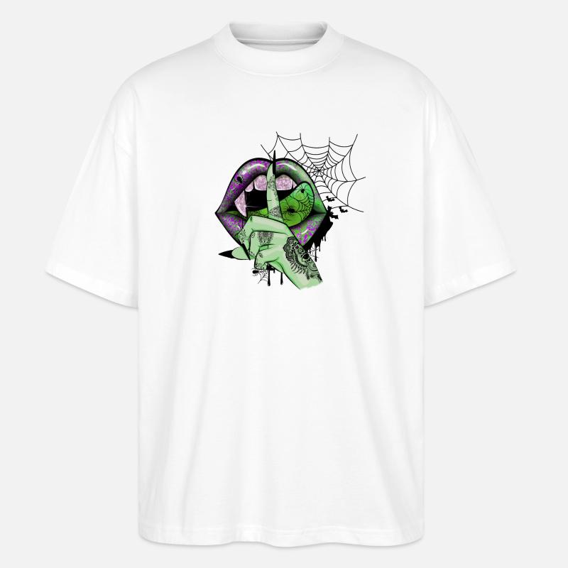 Green Vampire lips - Stanley/Stella Oversized Unisex Bio T-Shirt Blaster 2.0 - Weiß